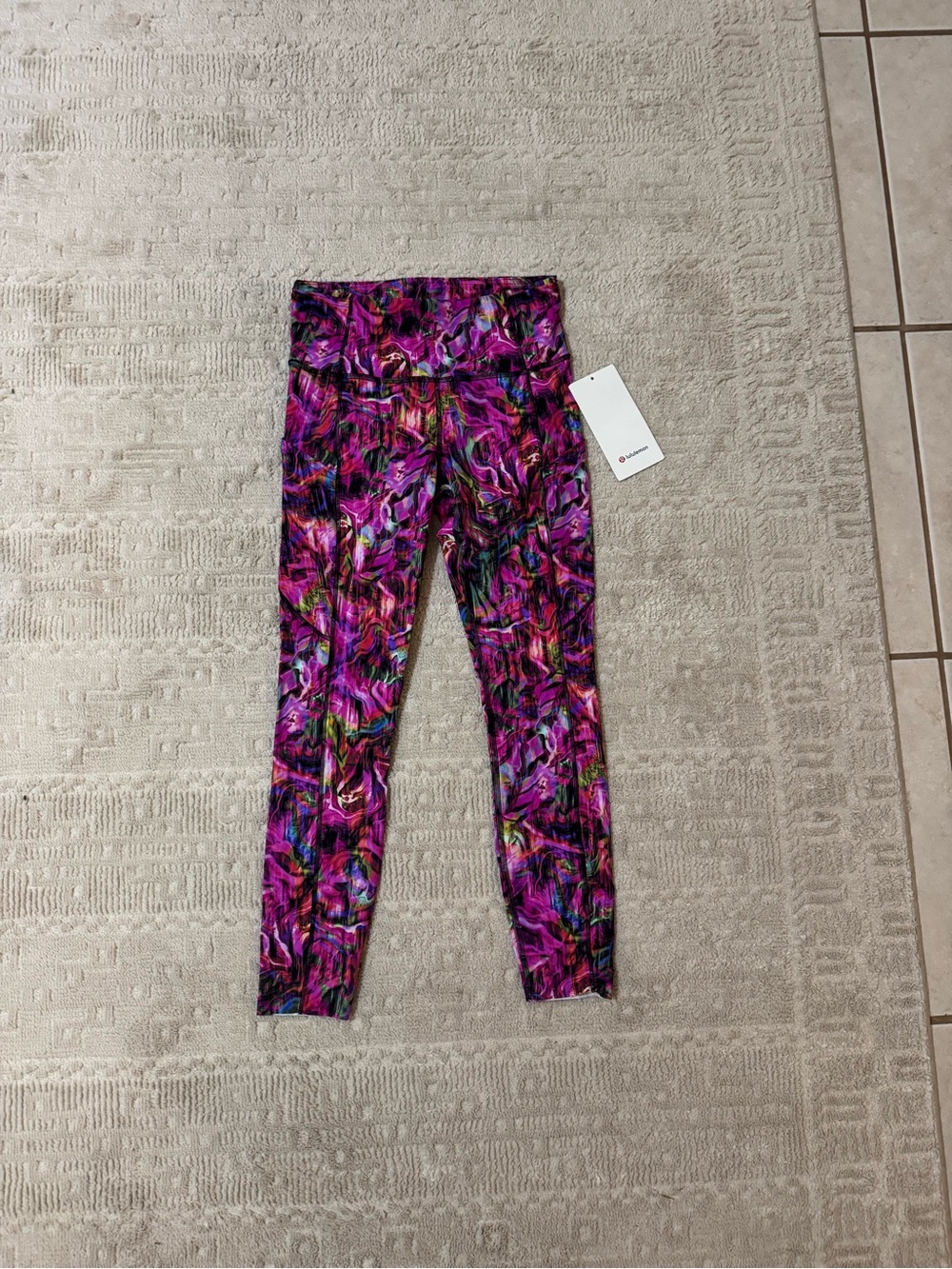 lululemon athletica Girls' Purple Multi-Color Printed Leggings